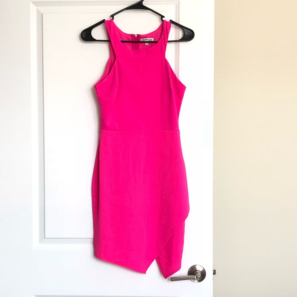Fuchsia high neck sleeveless dress